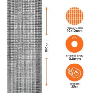 Siatka zgrzewana ocynkowana po zgrzewaniu 10/0,8/100/25