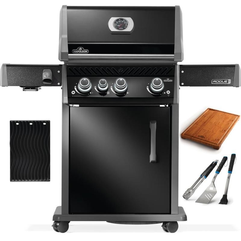 Grill gazowy Napoleon Rogue PRO 425 SIB z palnikiem bocznym Sizzle Zone, Czarny + Pakiet akcesoriów na 50-lecie