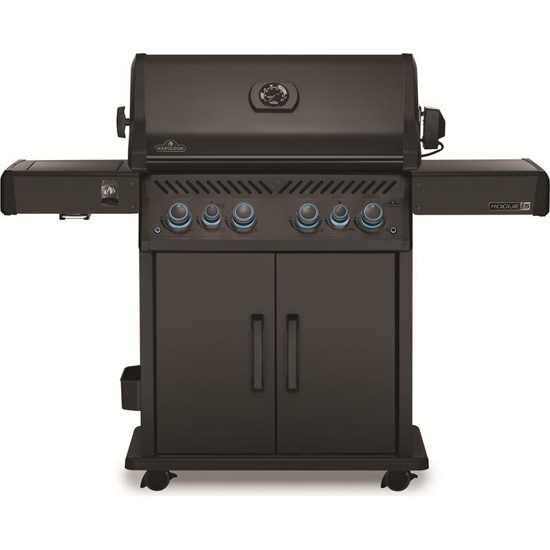 Nowość 2026! Grill gazowy Napoleon Rogue PRO-S 525 RSIB z palnikiem rożna, palnikiem bocznym Sizzle Zone i rożnem, Czarny Mat